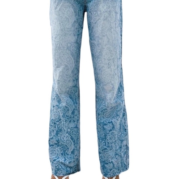 Tiger Mist Stassie Jeans in Paisley Print Wide Leg Medium - Picture 8 of 8